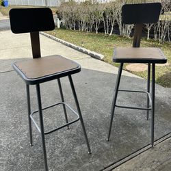 2 High Bar Stool Grey Metal 