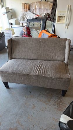Gray Upholstered Armless Loveseat Settee