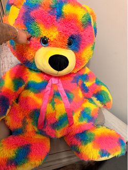 Rainbow tie dye jumbo teddy bear