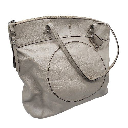 COACH Womens 'Laura' Taupe/Gray Leather LG. Carryall Shoulder Bag Purse Handbag