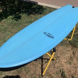 Retro Fish Twin Fin Surfboard And Surfboard Bag - 33 Degrees - 5’10” - Blue - Polyurethane