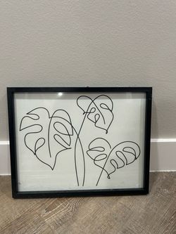 Framed Monstera Leaf Line Art Print