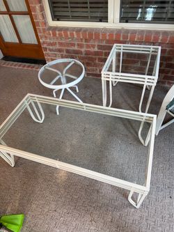 Outdoor Patio Glass Table Set