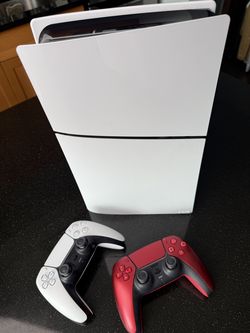 PS5 Slim Digital Edition + 2 DualSense Controllers Like New, Box & Receipt