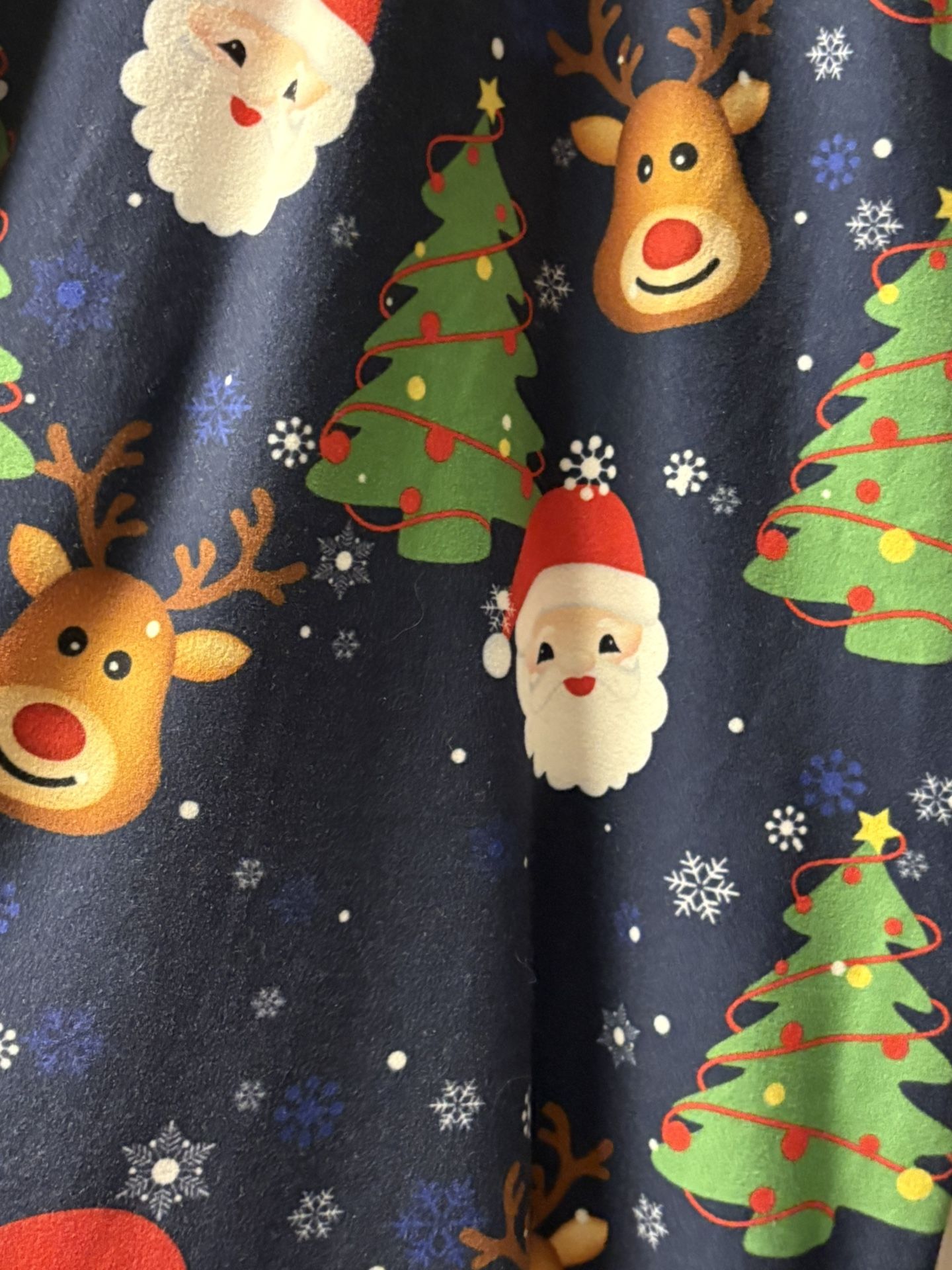 Fits Sizes 14-28 Women’s Plus Size Leggings Christmas Trees And Santa Claus; Jogger, Pockets, Drawstring Waistband