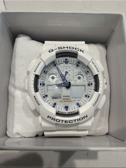 Casio G-Shock Men’s Analog-Digital White Watch GA-100 WR200M Shock Resistant