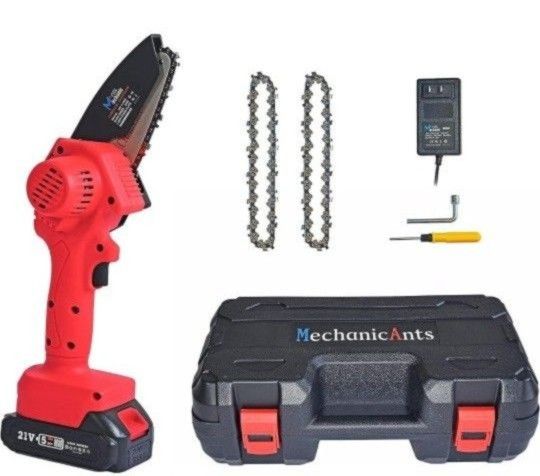 Mini Chainsaw,4-inch Electric Chain saw Handheld Mini Pruning Shears Chainsaw for Tree Trimming & Wood Cutting