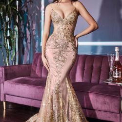 Pink And Gold Sequined Dress