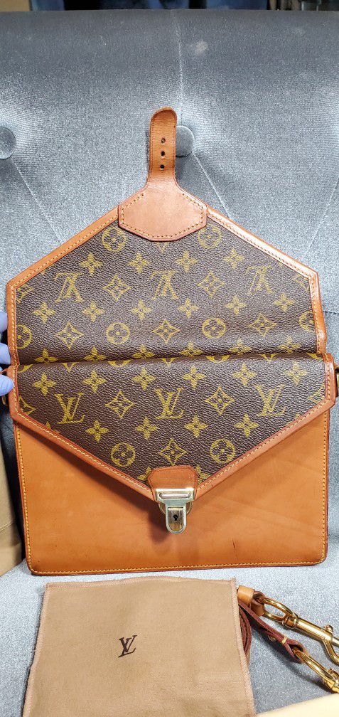 Louis Vuitton Biface Handbag Leather and Monogram Canvas Brown