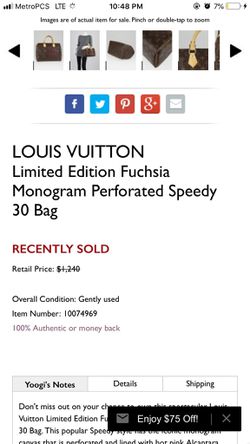 Louis Vuitton - Limited Edition Fuchsia Monogram Perforated Speedy 30