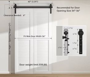 40’’ Bifold Sliding Barn Door Harware Track Kit