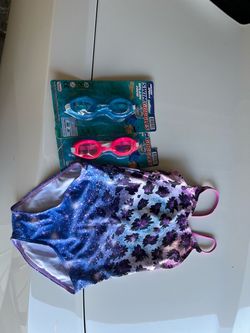 Girls Swimsuit, Swim Goggle one Bundle