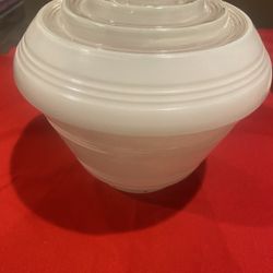 Mid-century Vintage white glass, full eye skyscraper glass, light fixture globe