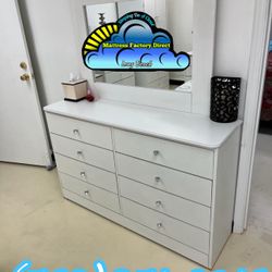 Compressed White Chest With Mirror Diamond Dresser Drawer 