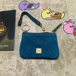 Dooney & Bourke Ostrich Leather Wristlet (Along With Four D&B Stickers)