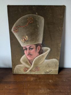 Vintage One Of A Kind Green Velvet Painting