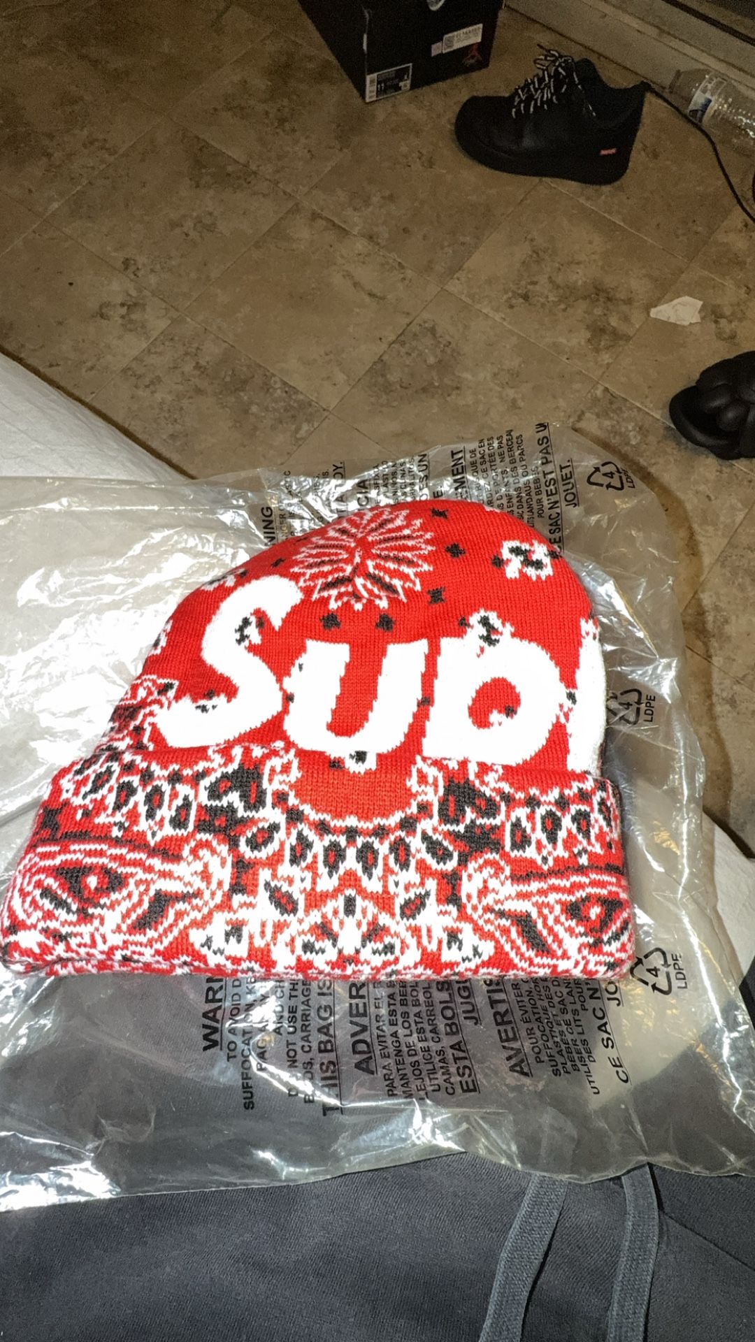Supreme Bandana Big Logo Beanie Red, Brand New Never Worn, Never Washed