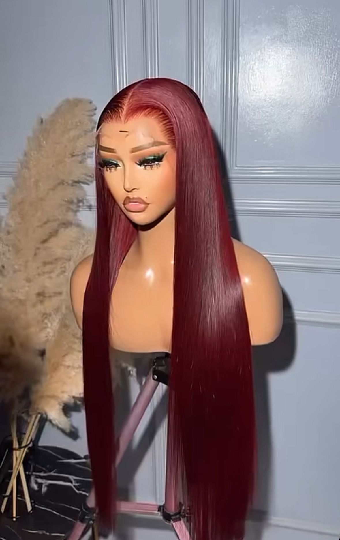 Red Straight Wig – 13x4 Lace Front, 100% Human Hair 