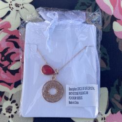 Circle Of Life Birthstone Crystal Pendant w/ Circle Charm Necklace (JANUARY)