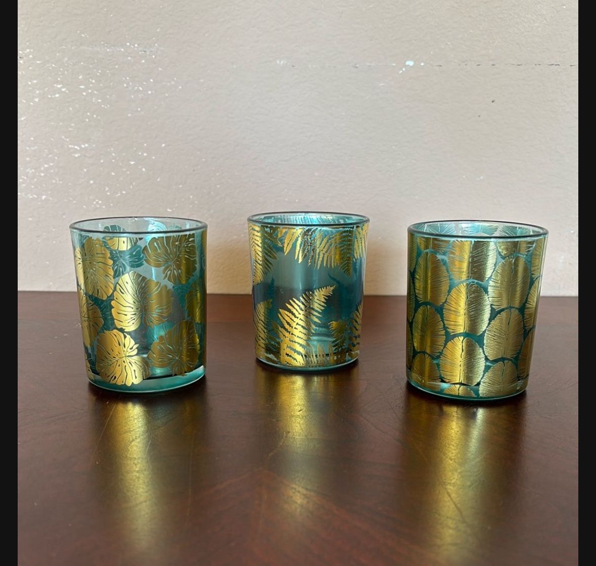 NEW Collection of Three Botanical Votive Candle Holders