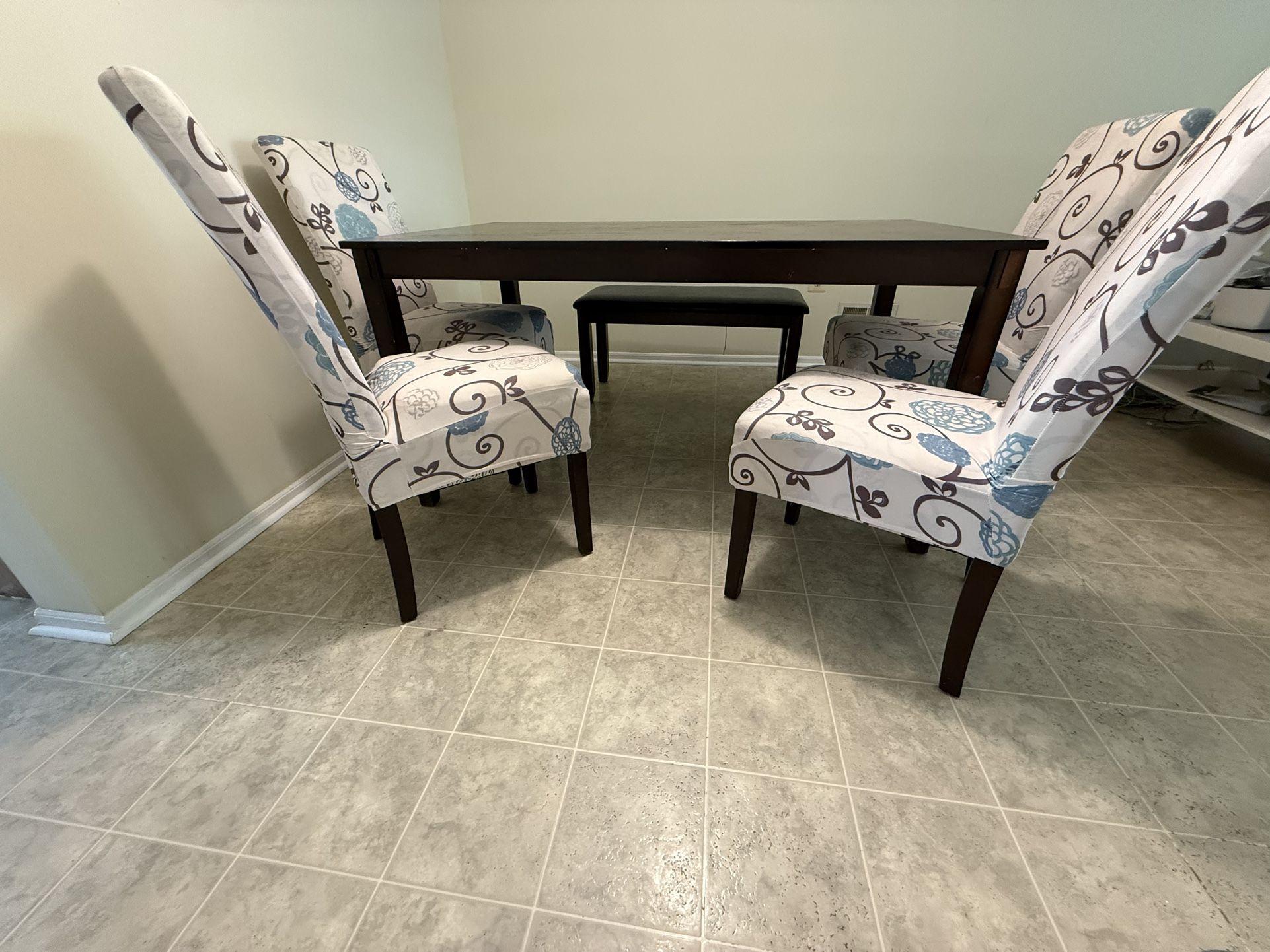 6-Seater Hardwood Dining Set w/ 4 Chairs + Bench