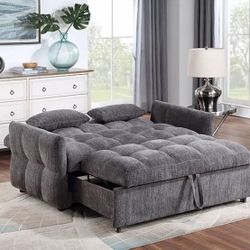 Cosmopolitan Collection Tufted Cushion Sleeper Sofa Bed- over-tufting-Grey Now 639.00 Free Delivery 🚚 
