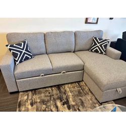 2-pc Convertible Sectional Sofa With Pull- Out Bed & Storage 