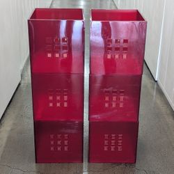 6x IKEA Lekman clear red Kallax organizer cube drawers