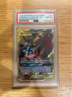 2019 Pokemon Sun & Moon Greninja & Zoroark GX #201 PSA 10