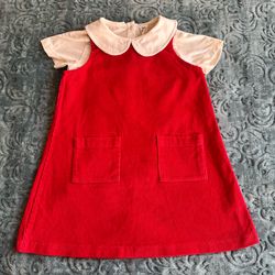 Kate Quinn Peter Pan Collar Shirt + Oaks Apparel Red Corduroy Jumper | Size 3T