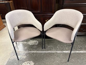 Modern Two Tone Grey Chair w/ Black Metal Frame (Set of 2)