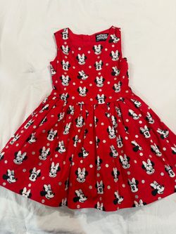 Mickey Mouse Minnie Print Red Skater vintage Dress
