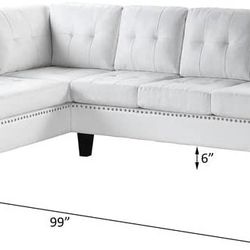 White Leather Sofa Sectional New 