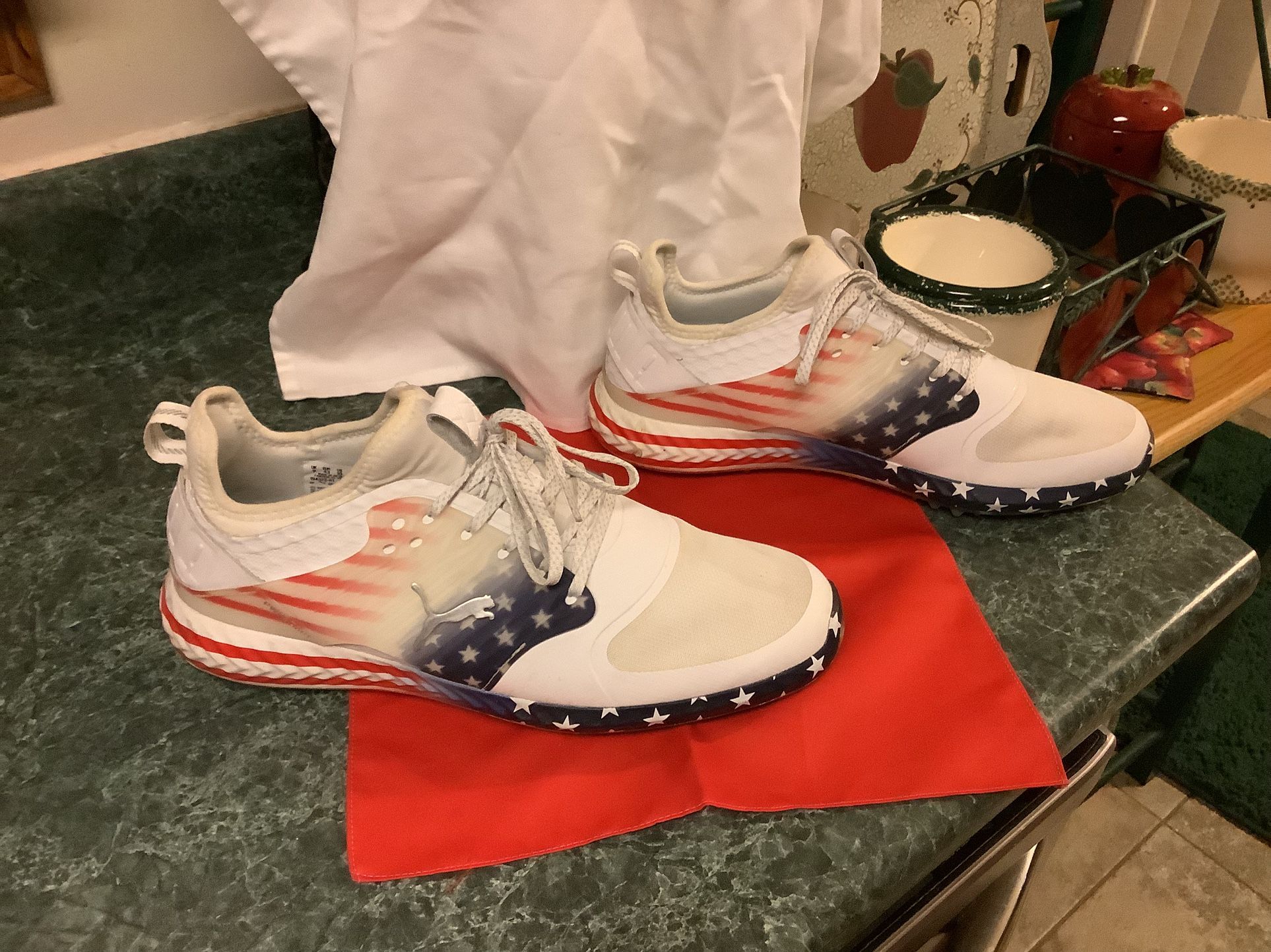 Puma Mens Ignite Pwradapt Caged Stars and Stripes Golf shoes US