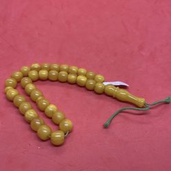 Vintage 33 Beads Prayer Rosary Squeezing Amber Ottoman Miskevi Baga 12x10mm