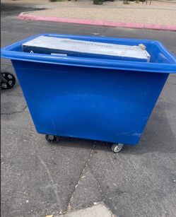 Large Blue Plastic Utility Cart on Wheels