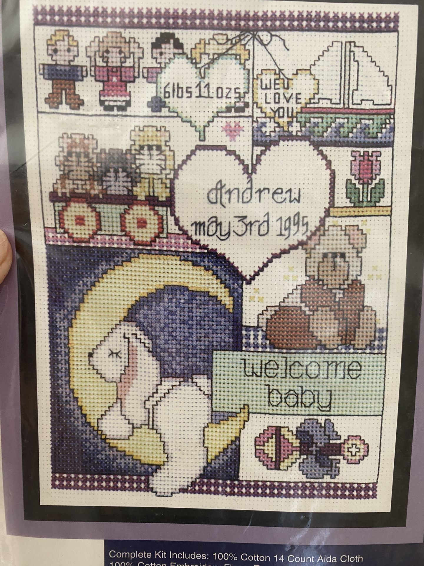 Welcome Baby The Sugarplum Express Heart’s Delight Counted Cross Stitch NOS