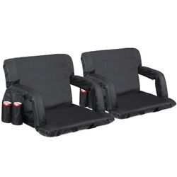 Stadium Seats Chairs for Bleachers or Benches - 6 Reclining Positions Black (2)