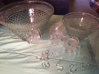 Vintage Wexford glass punch bowl set
