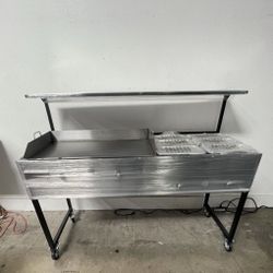 Plancha De 36” Con 6 Charolas Baño María Y Repisa | Incluye Manguera Con Regulador