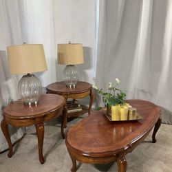 Coffee Table Set Of 3 -Classic Style SOLID WOOD / Mesas De Sala