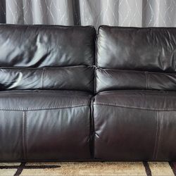 Reclining Sofa In Brown Leather With 3-year Warranty