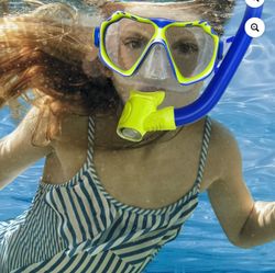 Aqua Dolfino Adult/youth Open Mask and Snorkel Set, Black/Green, Unisex