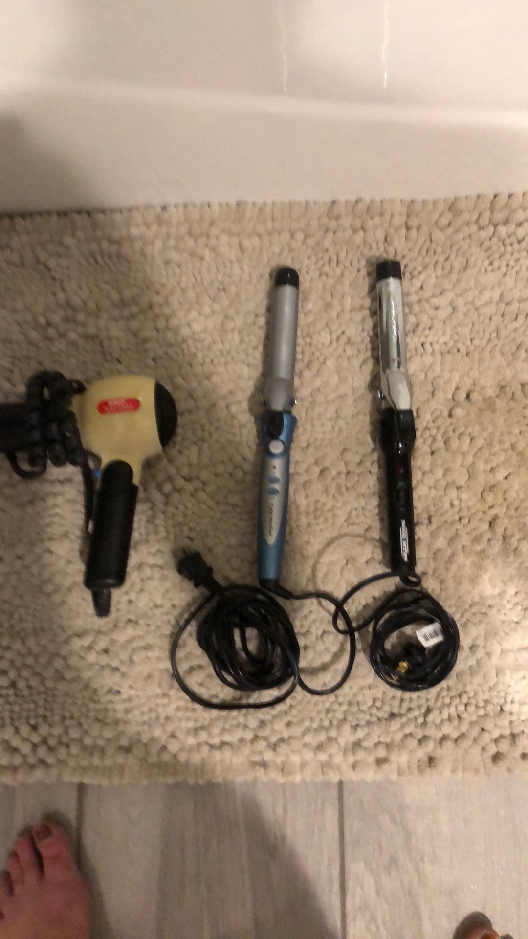 2 Curling Irons One Hair Dryer