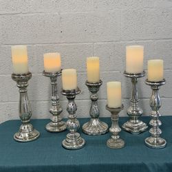 Glass Mirrored Candle Holders