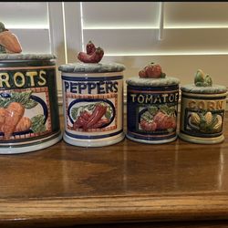 Vintage ceramic vegetable canister set by Jay Imports 1996. *Make Offer*