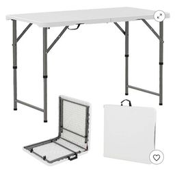 4 ft Portable Camping Table with HDPE Tabletop & Metal Legs Safety Lock for Party