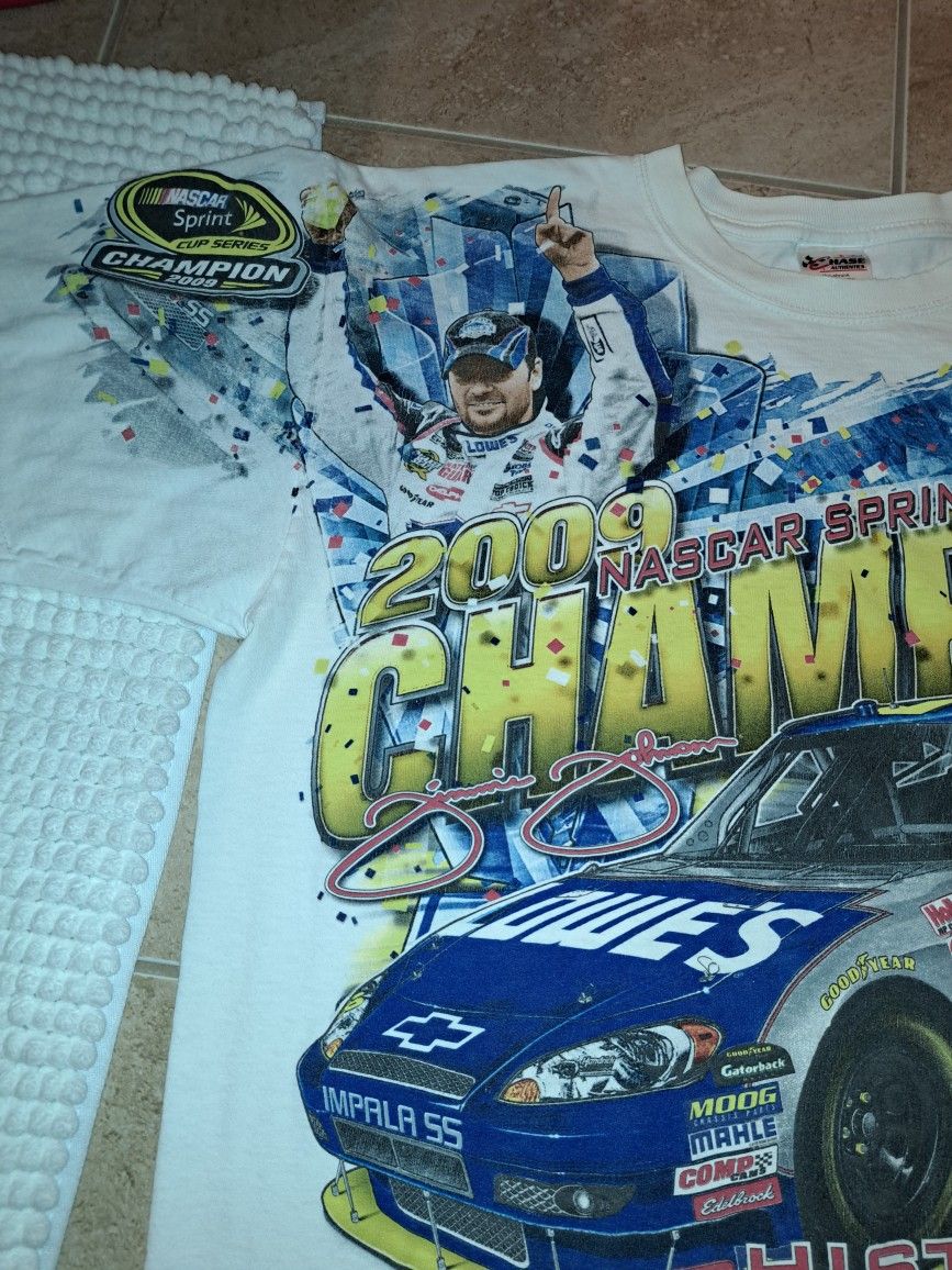 Jimmie Johnson Champion All over Print Double Sided Nascar T shirt XL
