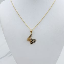 ❤️ Real 14k Gold pendant butterfly and necklace  ❤️ Cadena Y Dije Mariposa 