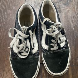 Girls Or Boys Black And White Vans Shoes Size 1 Youth 